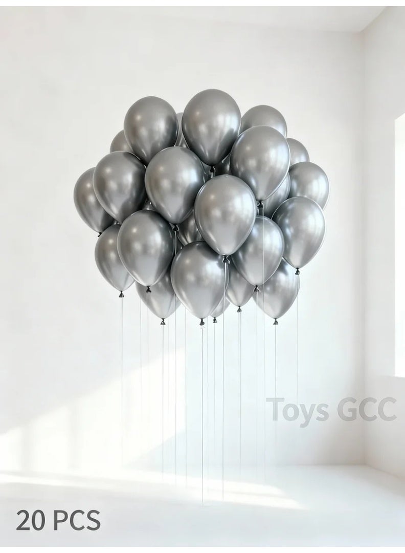 Toys GCC Matte Silver Latex Balloons 20 PCS | Thick Thickened 12 Inch Party Balloons | Premium Wedding, Birthday, Baby Shower & Engagement Decor | DIY Balloon Arch, Backdrop, Table & Event Decoration Set - Image 4